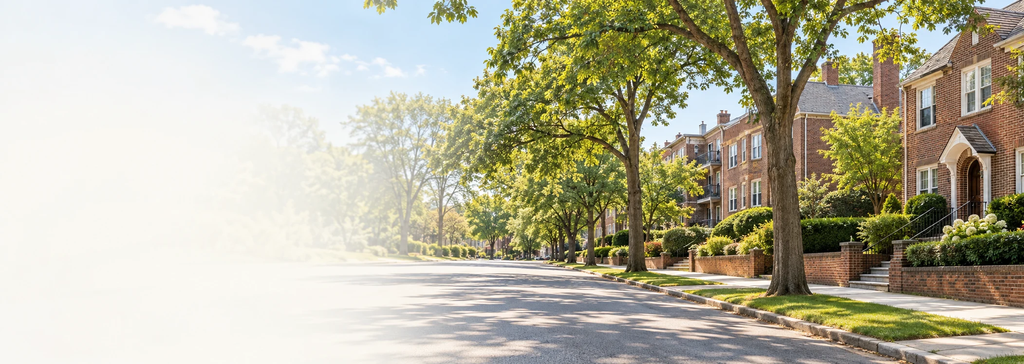 Tree-lined neighborhood imagery representing the Fresh Meadows service area