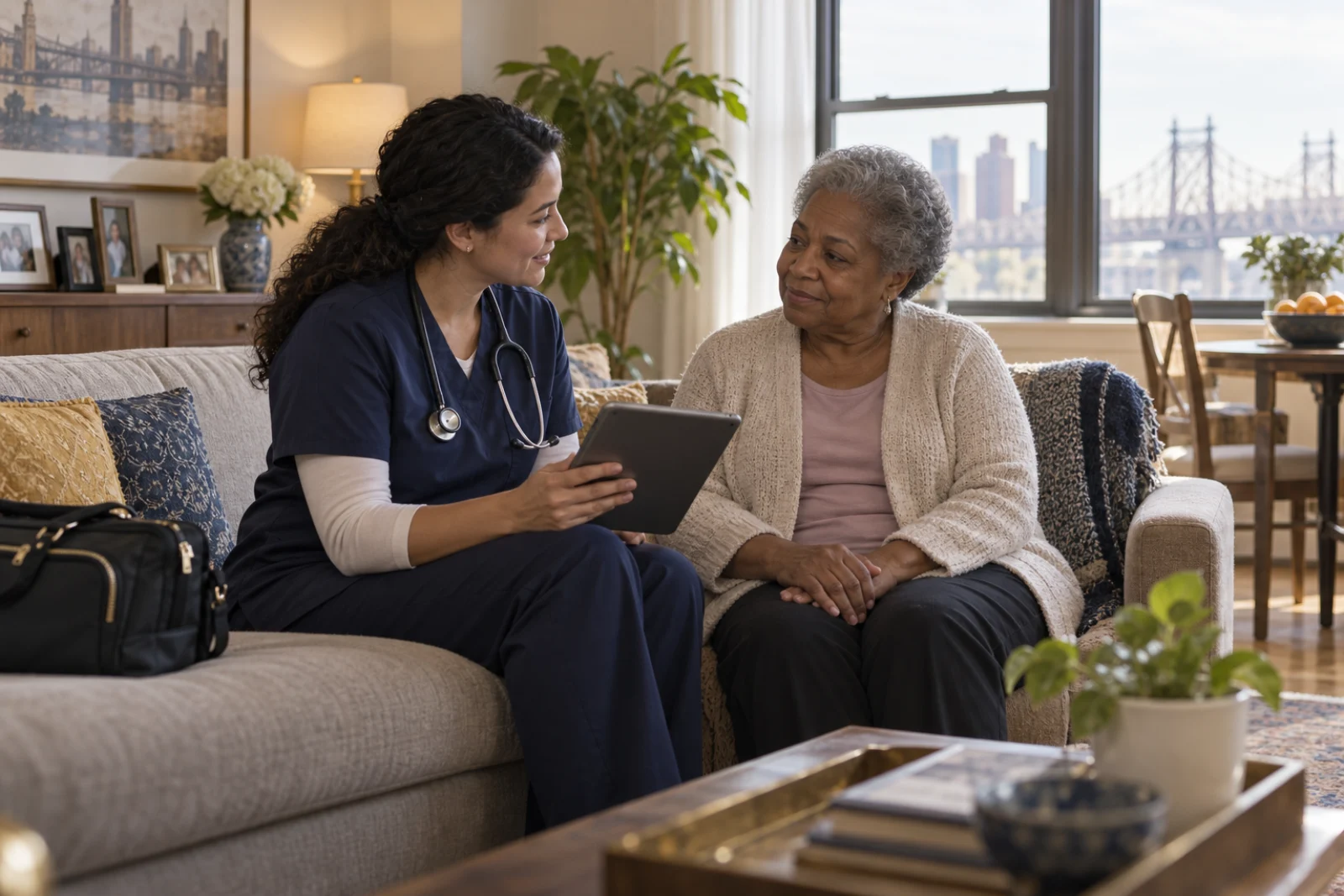 An illustrative home-visit care setting