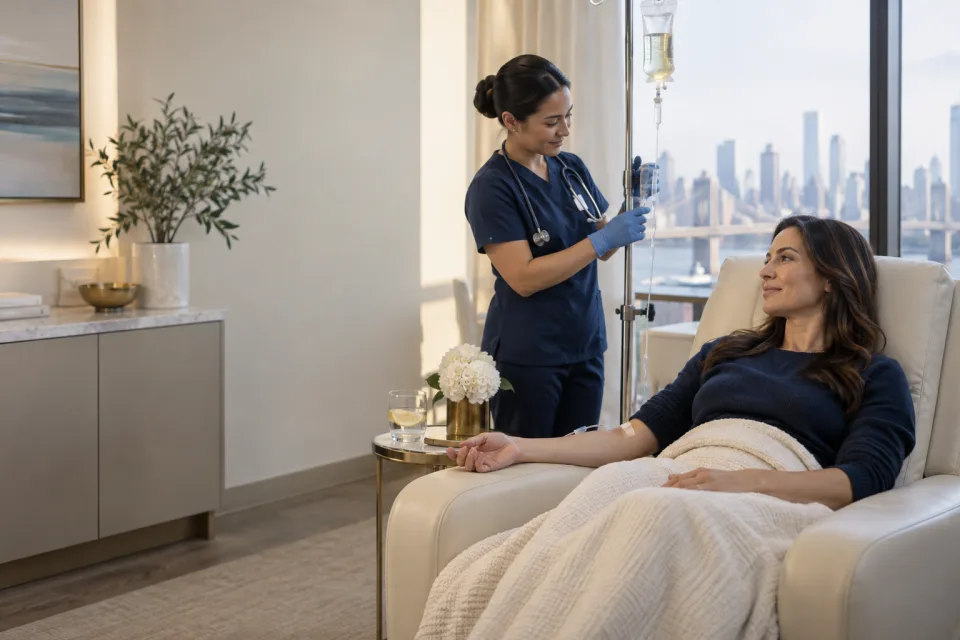 Bright wellness still life representing hydration and IV wellness
