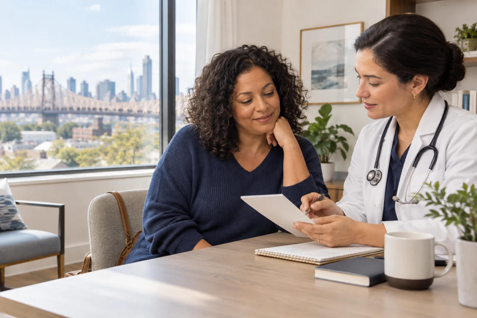 Adult patient discussing a clinician-guided weight-management plan